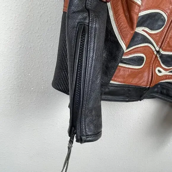 Harley-Davidson Motorcycle Riding Leather Jacket Flames